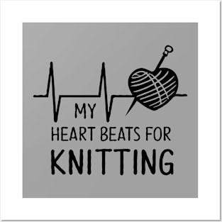 My Heart Beats For Knitting. Funny Knitting Posters and Art